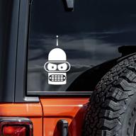 🤖 bender vinyl sticker - auto car truck wall laptop decal, white, 3" x 5.5 логотип