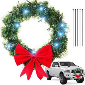 img 4 attached to 🎄 Enhance Your Festive Spirit with the Christmas Wreath for Car, Truck or Festival Decoration – Featuring 50 LED Artificial Christmas Car Wreath and 5 Pieces of 4 x 200 Black Nylon Cable Tie