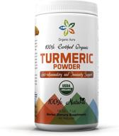 🌿 16oz organic turmeric powder – 100% raw curcumin, fresh & original. gmo & gluten free. easy-to-use with triple protection container logo