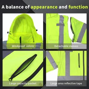 img 2 attached to SHORFUNE High Visibility Safety Jacket With Detachable Reflective Panels, Waterproof And Windproof For Maximum Visibility