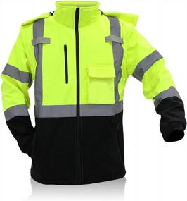 img 4 attached to SHORFUNE High Visibility Safety Jacket With Detachable Reflective Panels, Waterproof And Windproof For Maximum Visibility