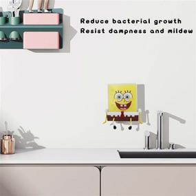 img 3 attached to 🧽 Cute Kitchen Sink Sponge Holder - Abyybyy Sponge Holder with 2pc Sponge for Spongebob, Ideal Holder for Kitchen Cleaning Sponges