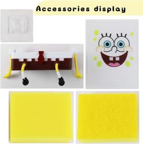 img 4 attached to 🧽 Cute Kitchen Sink Sponge Holder - Abyybyy Sponge Holder with 2pc Sponge for Spongebob, Ideal Holder for Kitchen Cleaning Sponges