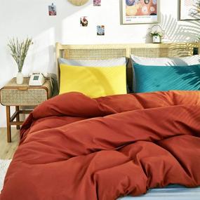 img 2 attached to 🍊 CLOTHKNOW Burnt Orange Comforter Set Queen - Terracotta Rust Bedding for Women and Men - Soft Cozy 3Pcs Solid Rusty Bed Comforter Sets Queen