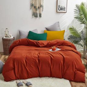 img 4 attached to 🍊 CLOTHKNOW Burnt Orange Comforter Set Queen - Terracotta Rust Bedding for Women and Men - Soft Cozy 3Pcs Solid Rusty Bed Comforter Sets Queen