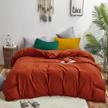 🍊 clothknow burnt orange comforter set queen - terracotta rust bedding for women and men - soft cozy 3pcs solid rusty bed comforter sets queen logo