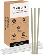 🎋 ibambo 100 pack disposable bamboo straws: compostable, single wrapped, 8 inch eco-friendly straws for hot & cold drinks at restaurants, bars, or home logo