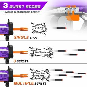 img 3 attached to Electric Foam Blasters For Boys - Snowcinda Toy Guns With 100 Refill Darts And 3 Burst Modes, Ideal Toy Guns For 6-10 Year Old Boys, Deep Purple