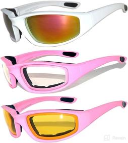 img 3 attached to Motorcycle Glasses Goggles Protection MP 3Pairs Clear Silver Yellow