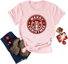 img 4 attached to Women'S Christmas Coffee T-Shirt: Short Sleeve Casual Tee With Festive Graphics And Letter Print