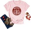 women's christmas coffee t-shirt: short sleeve casual tee with festive graphics and letter print logo