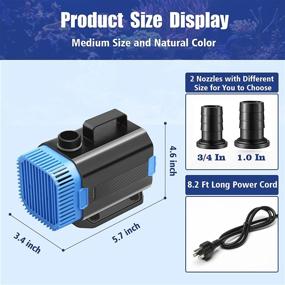 img 1 attached to 💧 Ultra Quiet 800GPH Fountain Pump with 2 Inlet Strainer, 45W, 8.2ft High Lift - MultiFuction Submersible Water Pump for Fish Tank, Aquarium, Statuary, Hydroponics | 3000L/H Flow Rate & 2 Nozzles Included