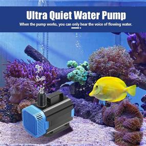 img 3 attached to 💧 Ultra Quiet 800GPH Fountain Pump with 2 Inlet Strainer, 45W, 8.2ft High Lift - MultiFuction Submersible Water Pump for Fish Tank, Aquarium, Statuary, Hydroponics | 3000L/H Flow Rate & 2 Nozzles Included