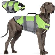 🐶 adjustable & reflective dog life jacket/vest for boating, swimming, water safety – small medium large dogs – green grey s – with rescue handle логотип