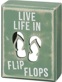 img 3 attached to Flip Flops 3X4 Beach House Decor Box Sign Primitives By Kathy 21005