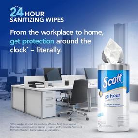 img 3 attached to 🧼 Scott 24 Hour Sanitizing Wipes - Multi-Surface Cleaning & Disinfection, Long-lasting Continuous Sanitization - 150 Wipes (2 Canisters x 75 Count)