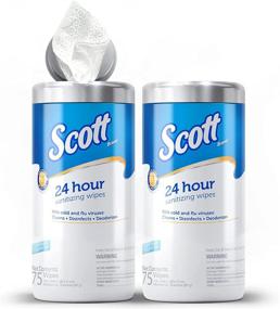 img 4 attached to 🧼 Scott 24 Hour Sanitizing Wipes - Multi-Surface Cleaning & Disinfection, Long-lasting Continuous Sanitization - 150 Wipes (2 Canisters x 75 Count)