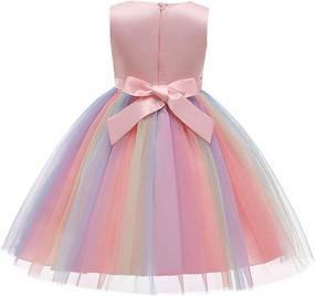 img 2 attached to 🌈 Stylish Sleeveless Rainbow Wedding Girls' Dress by Uhnice