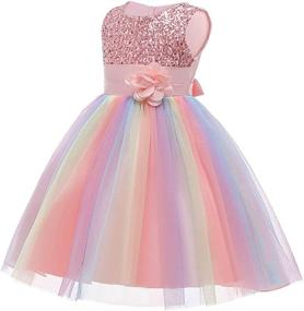 img 1 attached to 🌈 Stylish Sleeveless Rainbow Wedding Girls' Dress by Uhnice