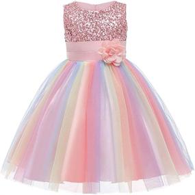 img 3 attached to 🌈 Stylish Sleeveless Rainbow Wedding Girls' Dress by Uhnice