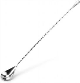 img 4 attached to Cocktailor Twisted Mixing Spoon, Long Handle Stainless Steel Cocktail Bar Spoons In Three Sizes (12-Inch)