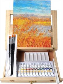 img 4 attached to 🎨 Tavolozza 19pcs Painting Table Easel Set: Comprehensive Wooden Art Kit with Brushes, Acrylic Paints, Canvas Panel, and More - Perfect Gift for Beginners, Kids, and Adults!