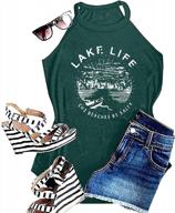 women's summer vacation tank top - lake life letters print funny saying sleeveless graphic tee logo
