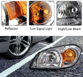 img 2 attached to 🚗 BRYGHT Chrome Housing & Amber Reflector Headlight Assembly for 2005-2010 Chevrolet Cobalt / 2007-2009 Pontiac G5 / 2005-2006 Pontiac Pursuit