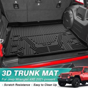 img 3 attached to 🚗 Mixsuper Custom Fit All Weather Cargo Liner for 2021-2022 Jeep Wrangler 4XE (Excluding 2 Door and JL Unlimited Models) - Rear Trunk Floor Mat