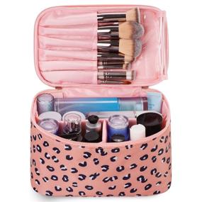 img 2 attached to 🐆 Ultimate Travel Makeup Bag: Large Cosmetic Case Organizer for Women & Girls (Large, Leopard Print)