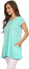 img 3 attached to Women'S Short Sleeve Loose Fit Pockets Knit Shirt Tunic Top Tee - USA Made