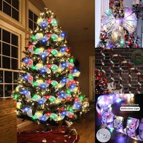 img 4 attached to 2Pcs Silver Ribbon Colorful Lights For Christmas Decorations, 32.8Ft (2X16.4Ft) 100 LED 3AA Battery Operated Powered Xmas Tree Decorations Christmas Ribbon Fairy Lights Indoor Outdoor Decor New Year