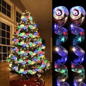 img 3 attached to 2Pcs Silver Ribbon Colorful Lights For Christmas Decorations, 32.8Ft (2X16.4Ft) 100 LED 3AA Battery Operated Powered Xmas Tree Decorations Christmas Ribbon Fairy Lights Indoor Outdoor Decor New Year