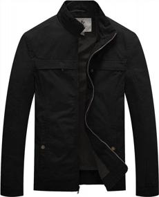 img 4 attached to WenVen Men'S Canvas Military Style Jacket Casual Lightweight Cotton Coat