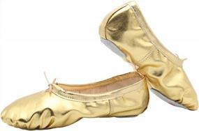 img 2 attached to Women'S Leather Ballet Slippers For Ballroom Dance With Suede Split-Sole