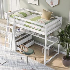 img 3 attached to Multi-Functional Merax Twin Loft Bed With Desk, Drawers, And Shelves For Maximum Functionality And Space-Saving