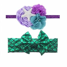 img 3 attached to Fish Scale Bowknot Mermaid Turban Headband with Knotted Hair bow Band JB33 (BC3) for Babies