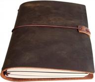 brown leather a5 travelers notebook - refillable travel journal with 3 lined inserts for men and women, 90 sheets included logo