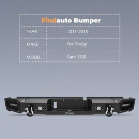 img 1 attached to Задний бампер FINDAUTO, подходящий для 2013-2018 гг., для Dodge Ram 1500, сверхмощный стальной бампер, модернизированный текстурированный черный автомобильный бампер со светодиодной подсветкой и D-образными кольцами