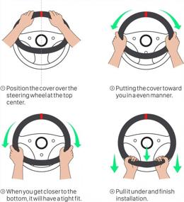 img 1 attached to Улучшите управление автомобилем с помощью премиального чехла на 15-дюймовый руль Fouring - нетоксичного, противоскользящего и без запаха