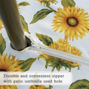img 2 attached to Lamberia Round Tablecloth With Umbrella Hole And Zipper For Patio Garden, Outdoor Tablecloth Waterproof Spill-Proof Polyester Fabric Table Cover (60" Round, Zippered, Sun Flower)