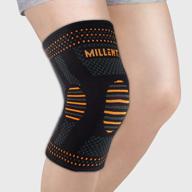 millenti knee compression sleeve brace - for knee pain running, arthritis, acl, basketball, football, gym, crossfit, men women sport injury recovery, (single) black orange, see chart size m, kb01mog logo