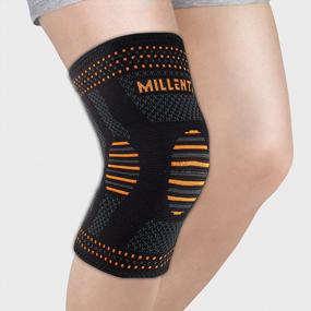 img 4 attached to Millenti Knee Compression Sleeve Brace - For Knee Pain Running, Arthritis, ACL, Basketball, Football, Gym, Crossfit, Men Women Sport Injury Recovery, (Single) Black Orange, See Chart Size M, KB01MOG