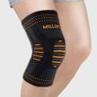 millenti knee compression sleeve brace - for knee pain running, arthritis, acl, basketball, football, gym, crossfit, men women sport injury recovery, (single) black orange, see chart size m, kb01mog logo