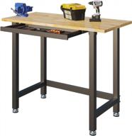 fleximounts work bench w/drawer, 3000-lb capacity，48“x 24“ garage workbench workstation, rubber wood work table top heavy-duty steel frame logo