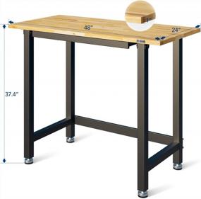 img 3 attached to FLEXIMOUNTS Work Bench W/Drawer, 3000-Lb Capacity，48“X 24“ Garage Workbench Workstation, Rubber Wood Work Table Top Heavy-Duty Steel Frame