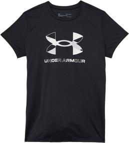 img 1 attached to Stylish & Durable: Under Armour Girls' Graphic Short Sleeve T-Shirt for Active Wear