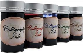 img 3 attached to Premium European Calligraphy Ink Set - 25 Ml (5 Colors) - Water-Based & Non-Toxic - Compatible With Fountain Pens, Dip Pens, And Ink Refills - Made In Austria By KenTaur