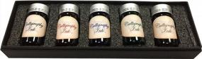 img 1 attached to Premium European Calligraphy Ink Set - 25 Ml (5 Colors) - Water-Based & Non-Toxic - Compatible With Fountain Pens, Dip Pens, And Ink Refills - Made In Austria By KenTaur