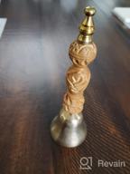 img 1 attached to Small Wooden Carved Hand Bell With Brass Detailing - 6 Inch, Perfect For Service Or Decoration, From Shubhkart review by Marcus Freeman